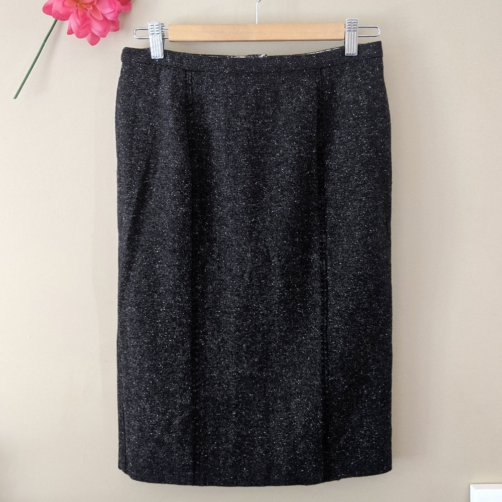 grey white speckled high waist pencil skirt